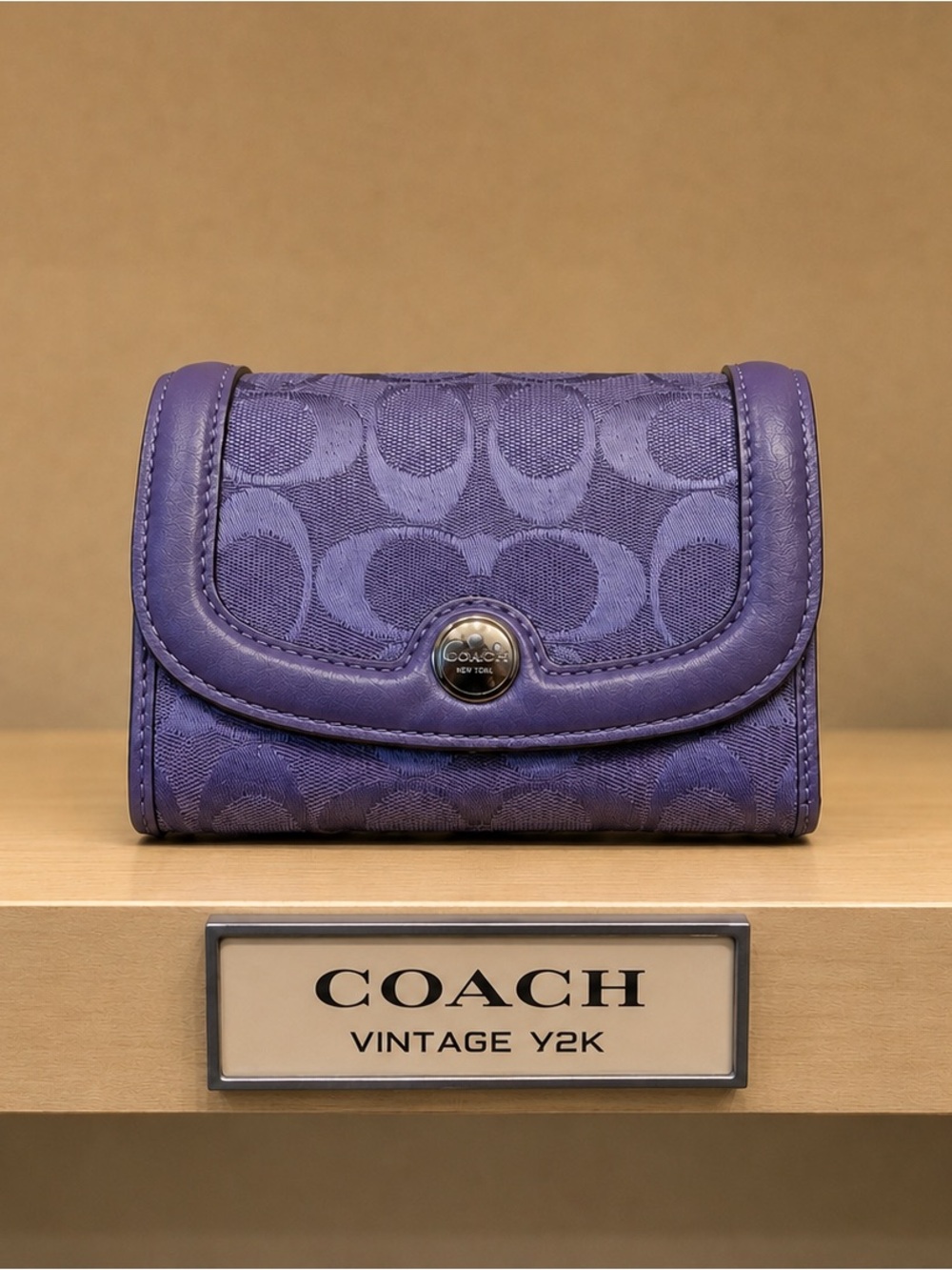 Coach Y2K signature jacquard trifold wallet & credit card holder Leather trim